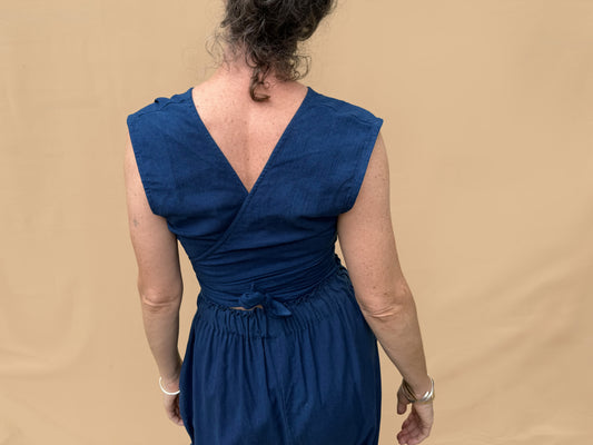 Simran Reversible Wrap Top, indigo *botanical dye