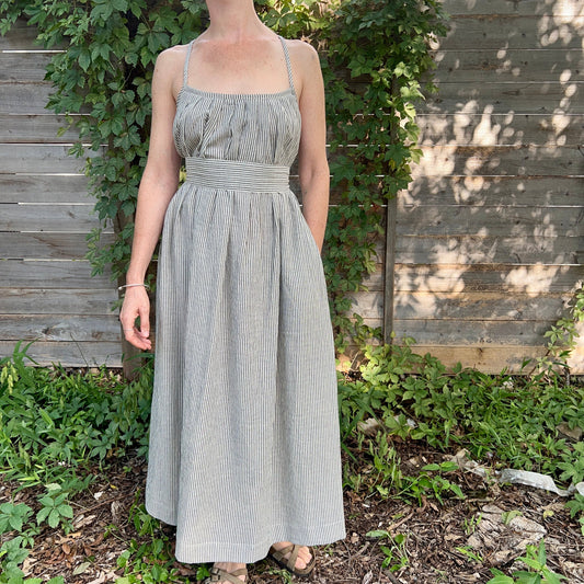 Anu Maxi Dress, black & white pinstripes