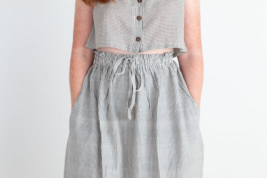 Padmasana Skirt/Dress, black & white pinstripe