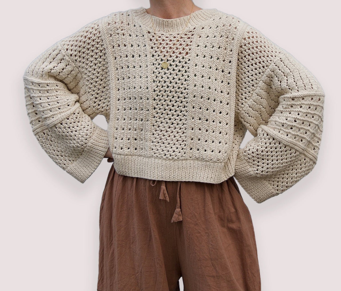 Hand Knit Anita Sweater, cream