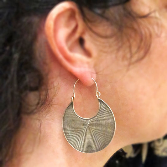 Silver Disk Hill Tribe Earrings - Small World Goods