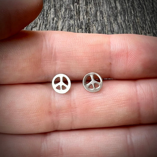 Silver Peace Stud Earrings - Small World Goods