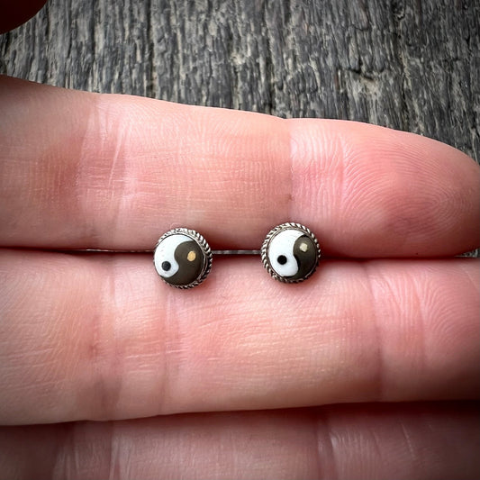 Yin Yang Earrings, Yak Horn & Bone - Small World Goods