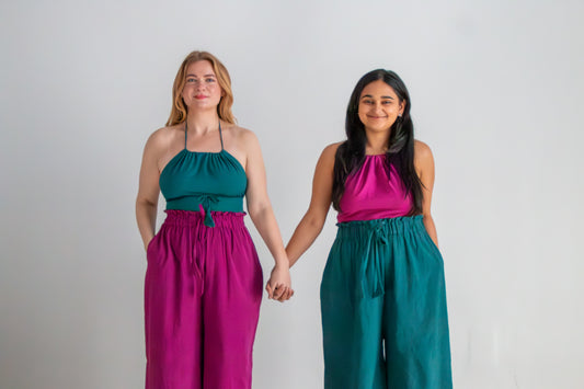 Patan Top, ocean teal double dye