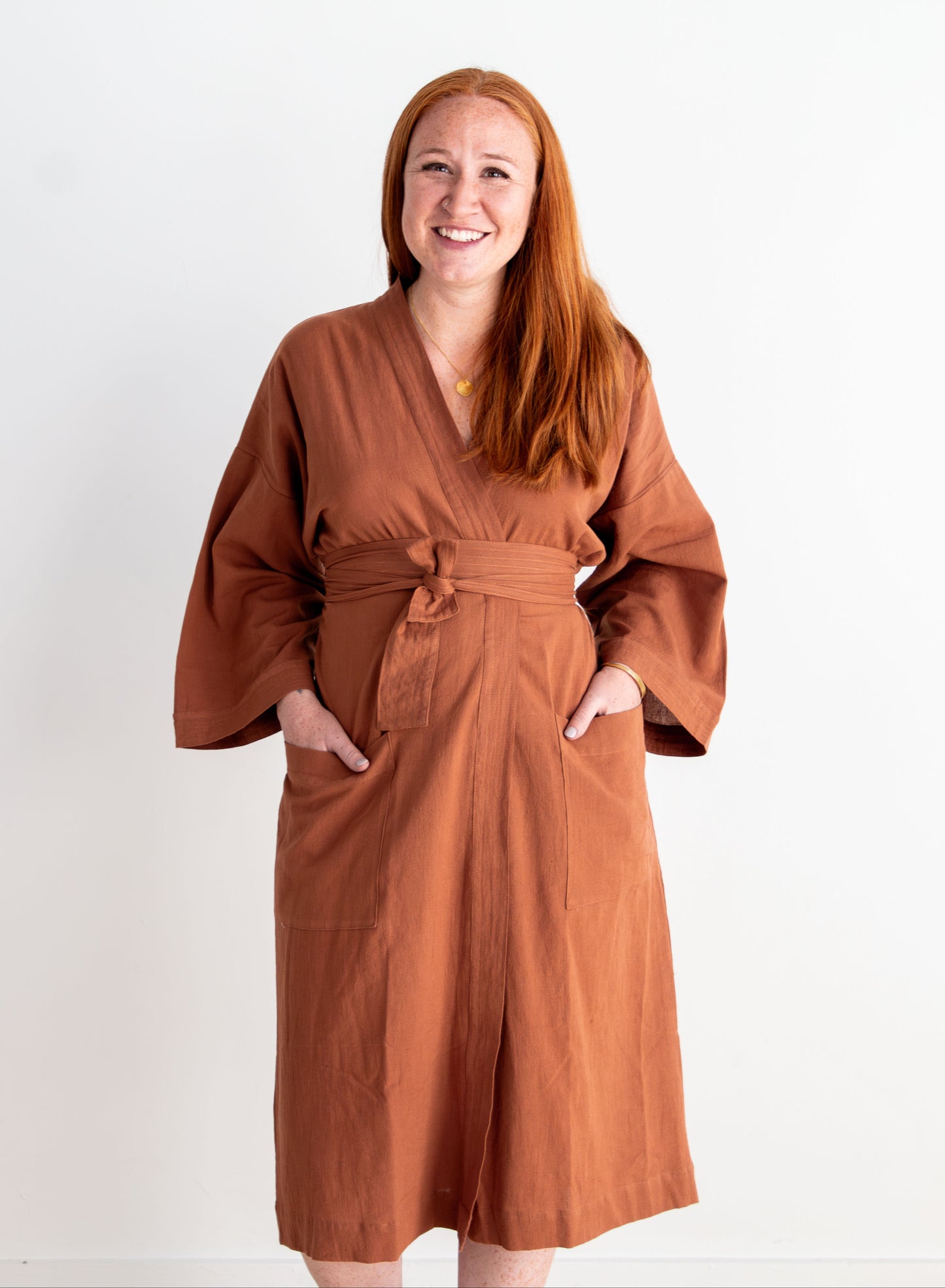 Gita Robe/ Wrap Dress, red orange *double dye