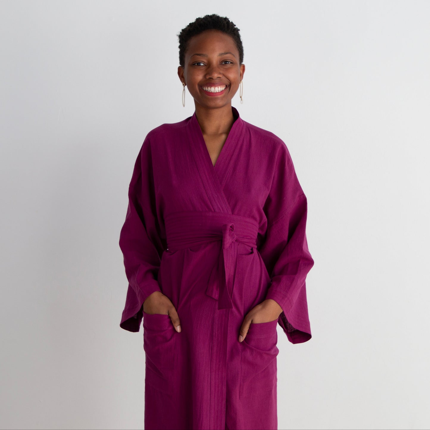 Gita Robe/ Wrap Dress, red orange *double dye