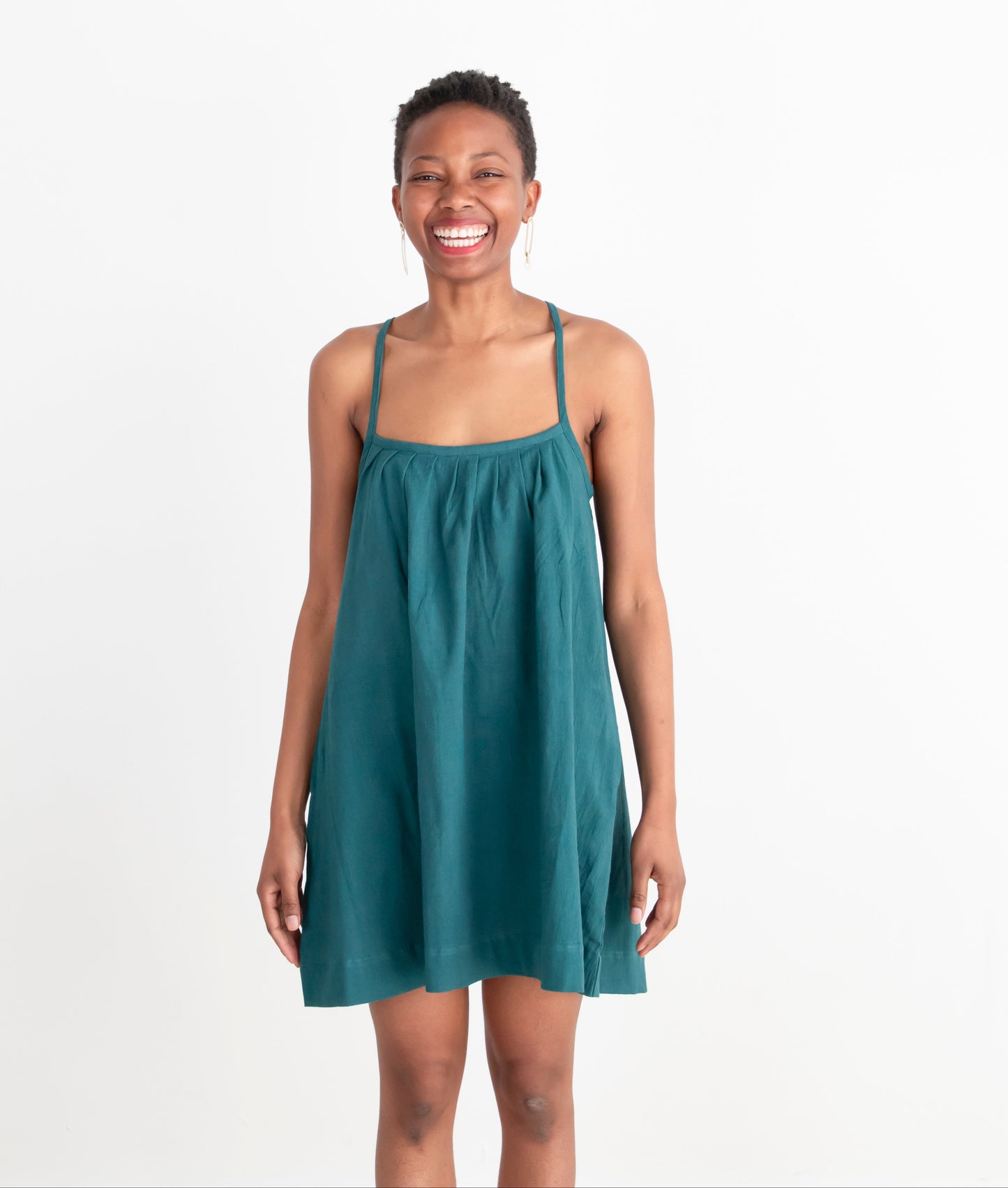 Anu Mini Dress, teal double dye
