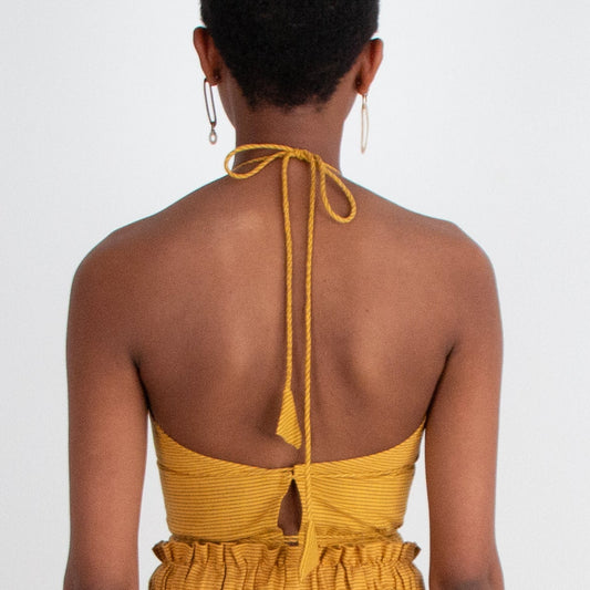 Patan Top, mustard pinstripe