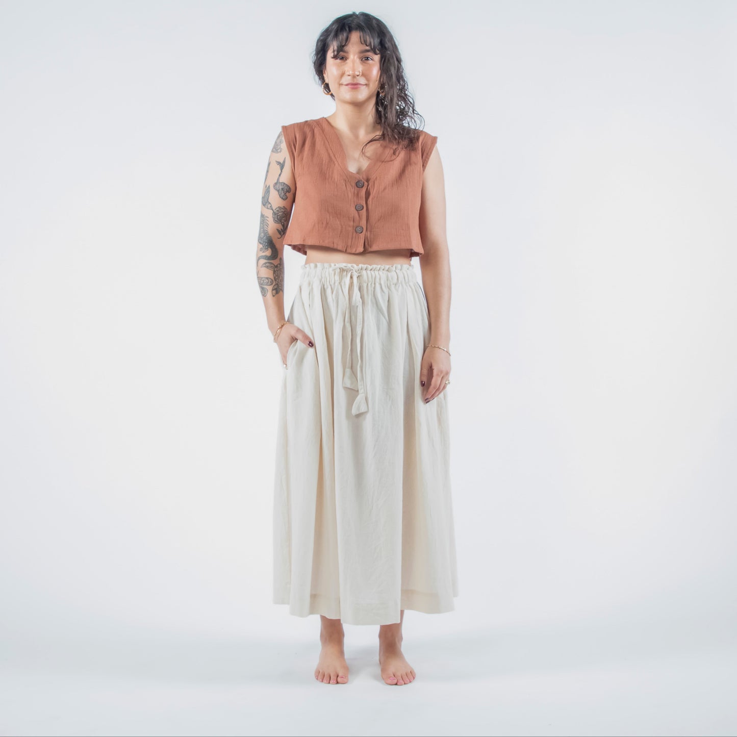 Padmasana Skirt/Dress, black & white pinstripe