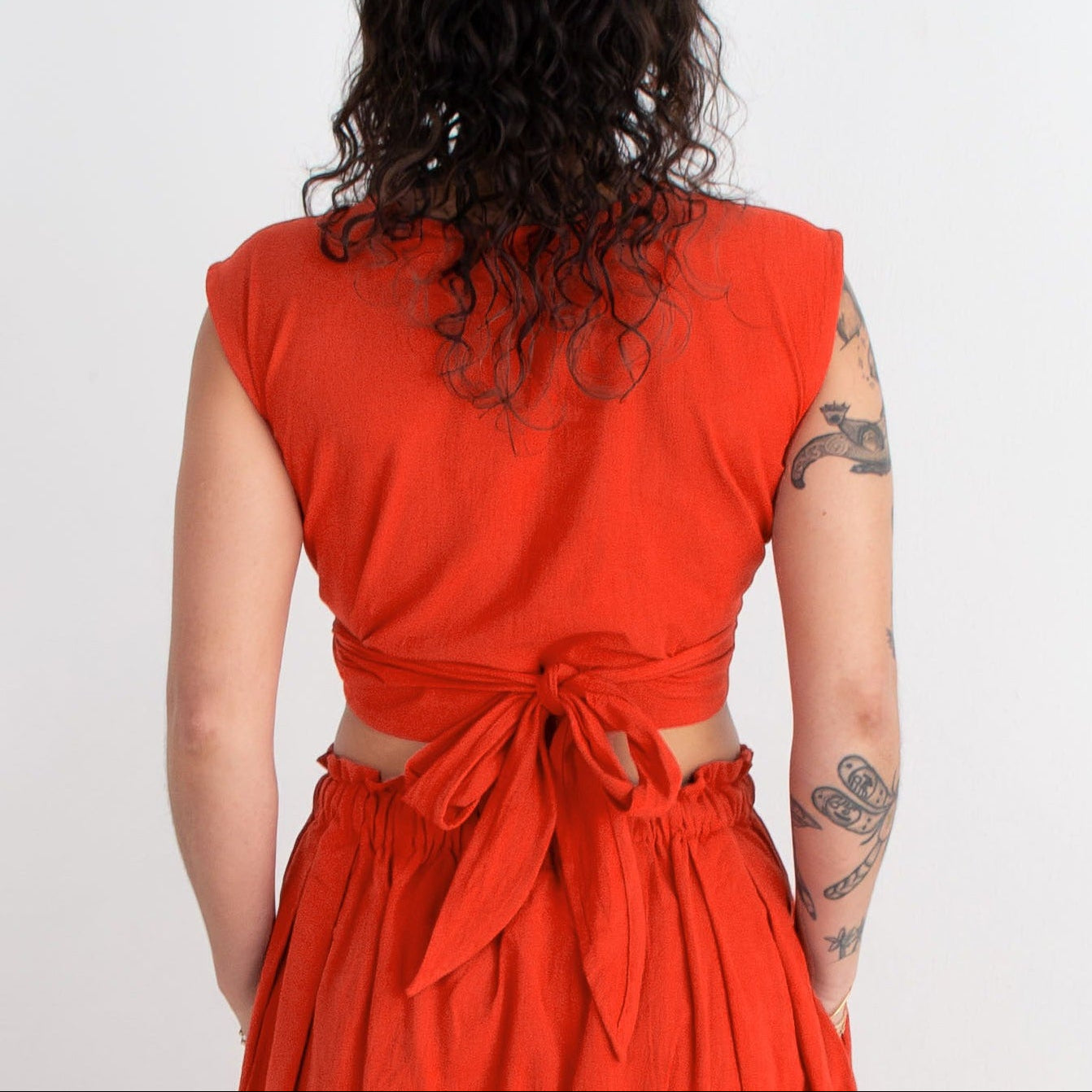 Simran Reversible Wrap Top, red orange double dye