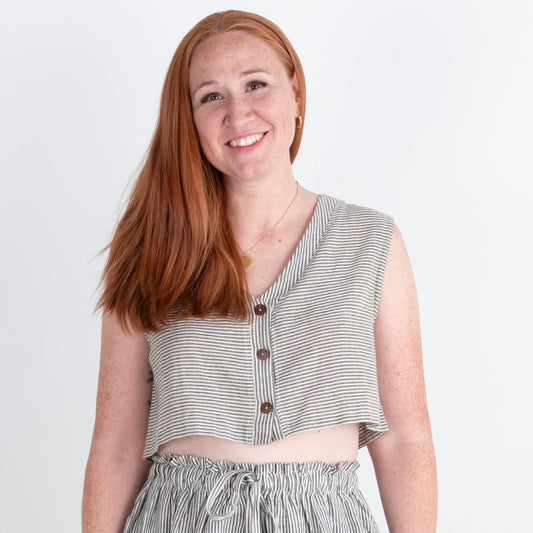 Aarti Reversible Top/Vest, black & white pinstripes