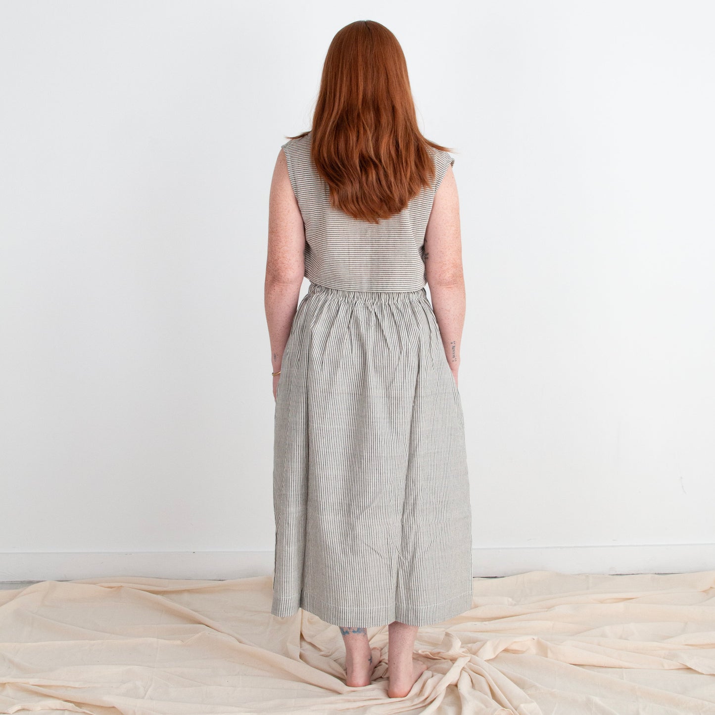 Padmasana Skirt/Dress, black & white pinstripe