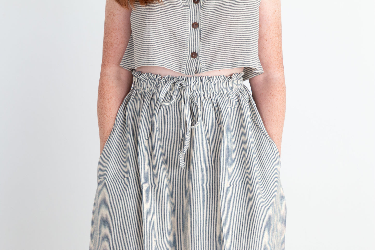 Padmasana Skirt/Dress, black & white pinstripe