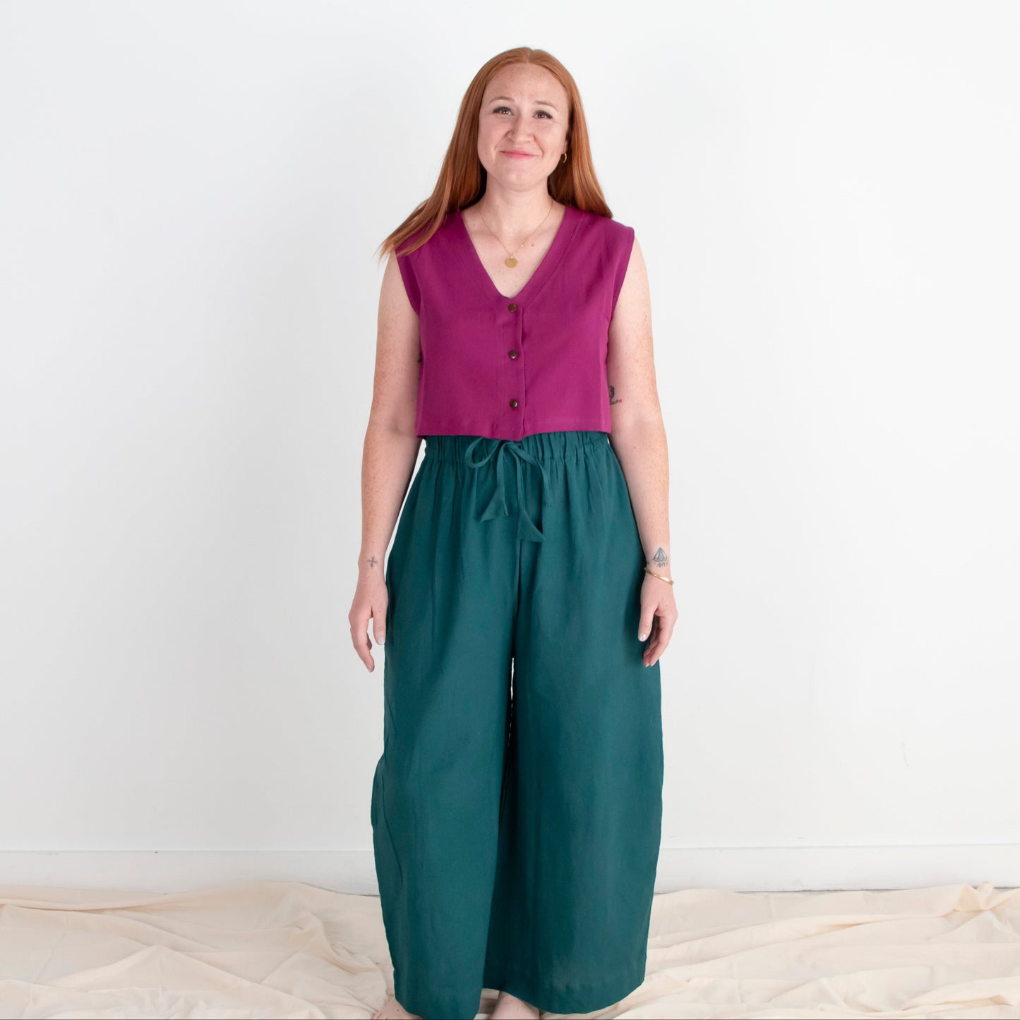 Rabina Trousers, ocean teal double dye