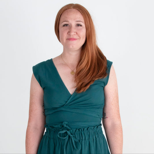 Simran Reversible Wrap Top, ocean teal double dye