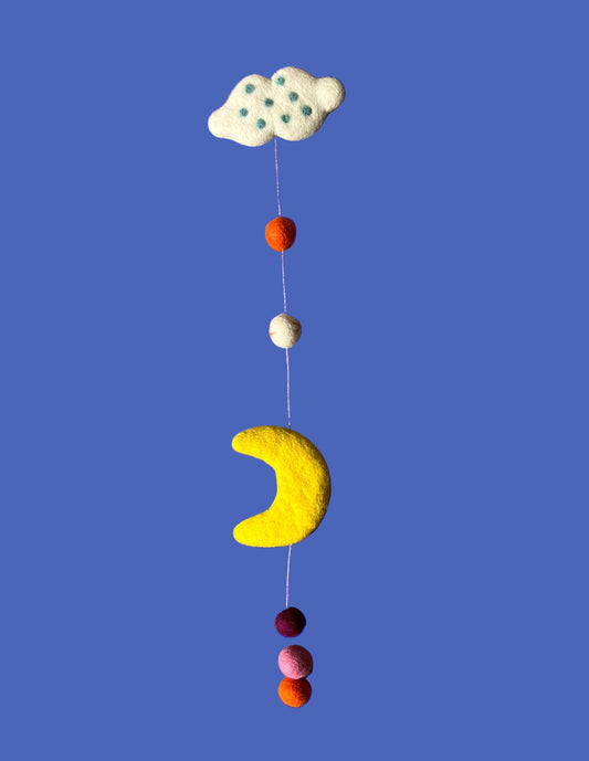 Felted Moon Mobile, long
