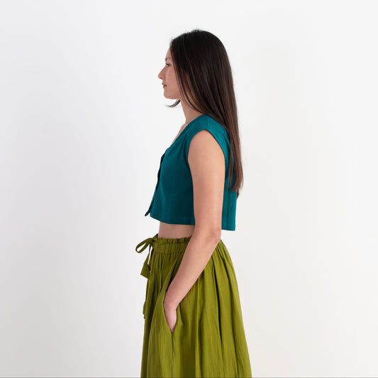 Aarti Reversible Top/Vest, ocean teal double dye