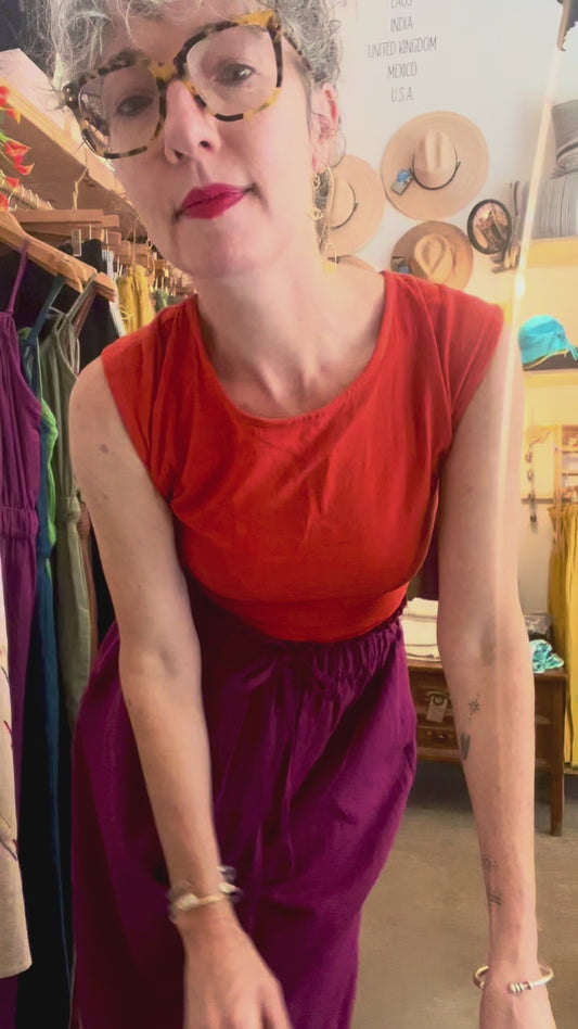 Simran Reversible Wrap Top, persimmon orange double dye