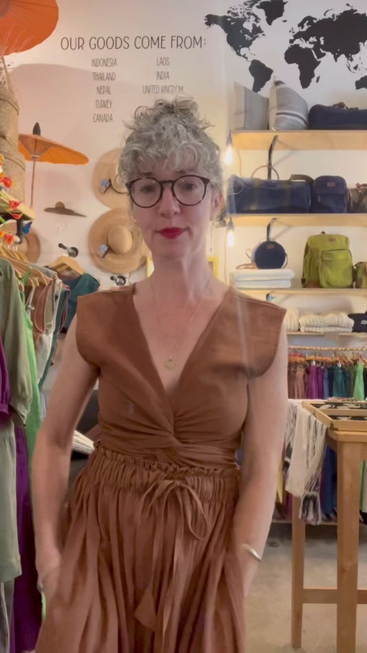 Simran Reversible Wrap Top, rust *botanical dye