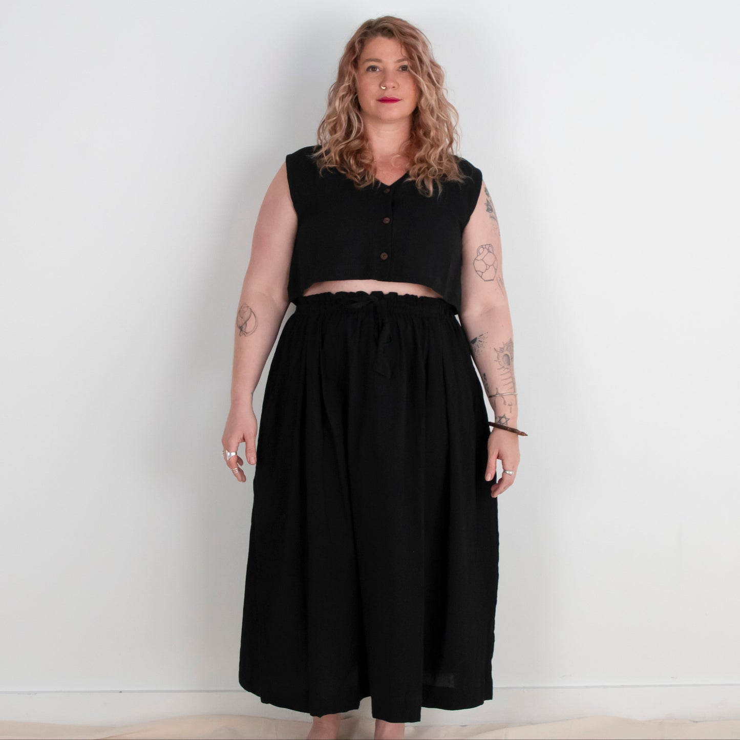 Padmasana Skirt/Dress, black & white pinstripe