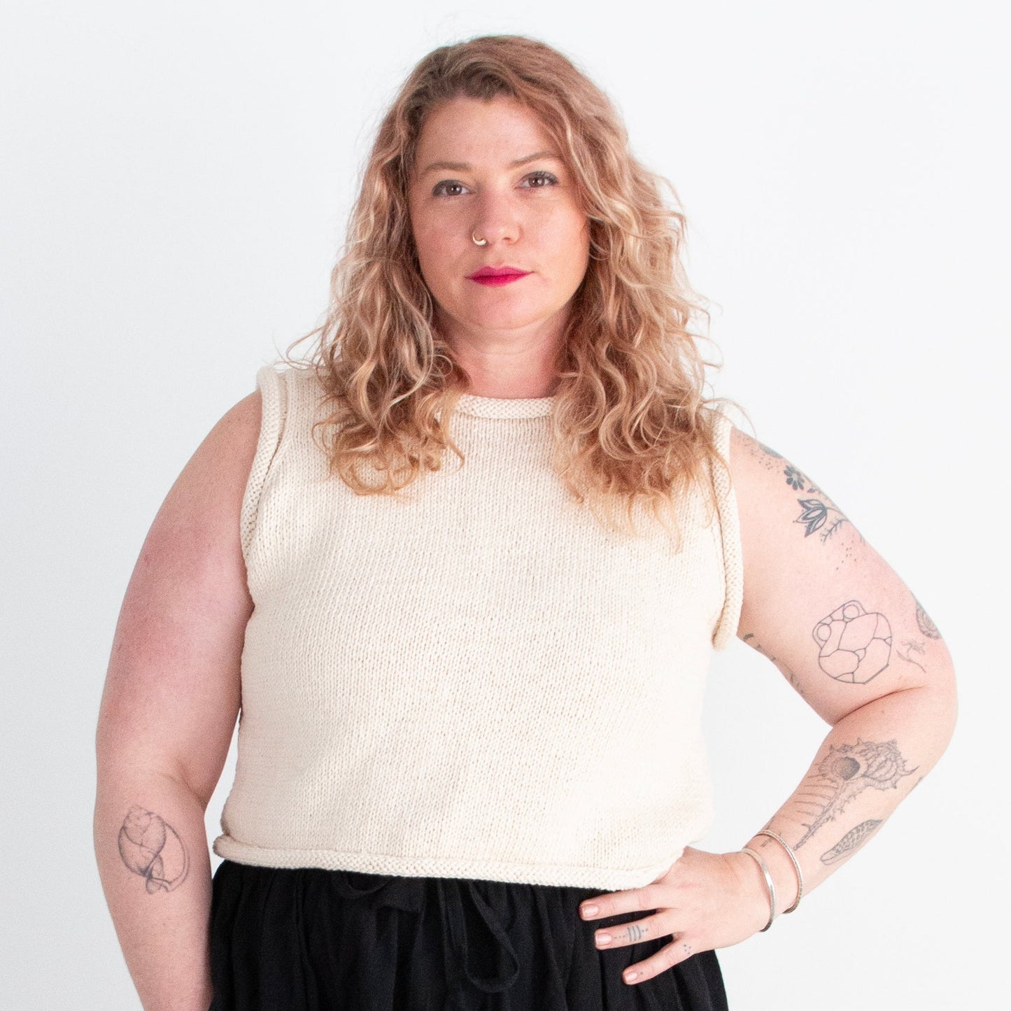 Sleeveless Rollneck Sweater, natural cream