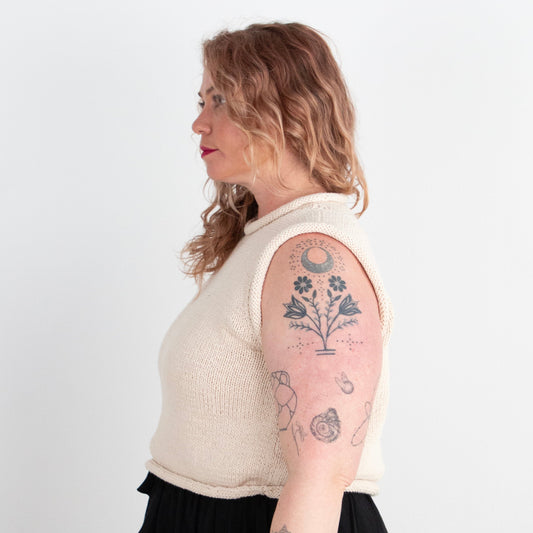 Sleeveless Rollneck Sweater, natural cream