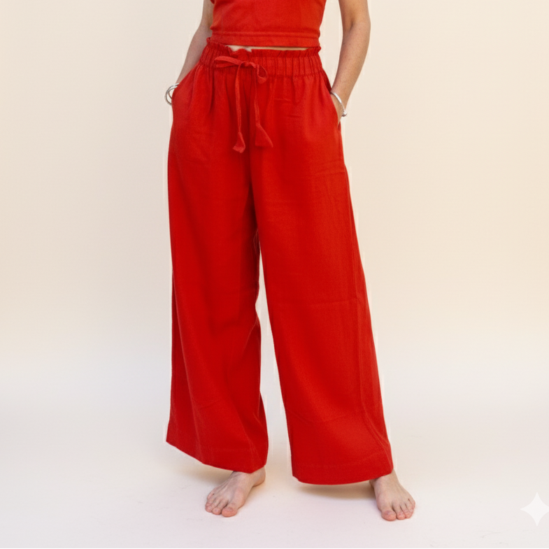 Rabina Trousers, red orange double dye